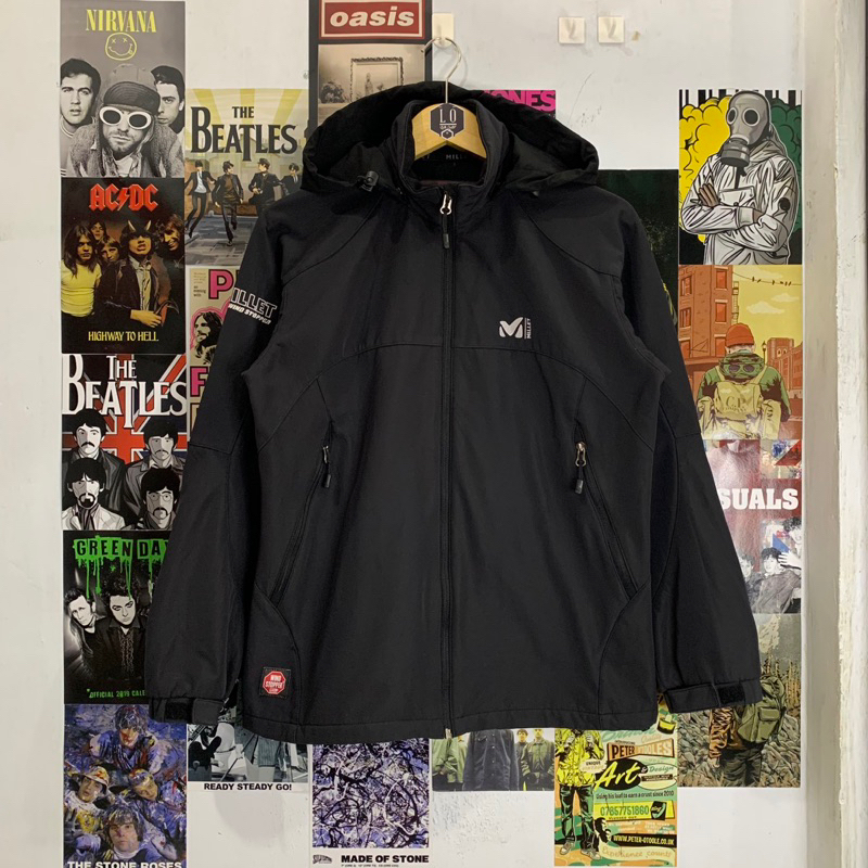 Jaket Outdoor Hoodie Windstopper Jacket Pria / Wanita Millet Hitam