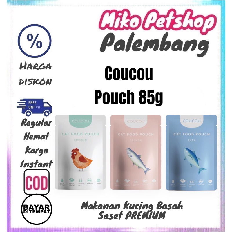 Makanan Kucing Basah premium COUCOU POUCH 85g