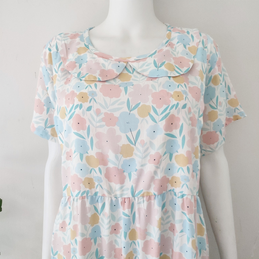 Baju Dress Menyusui Bukaan Samping Kanan Kiri | Daster Rayon Busui Friendly Kerah Oval Vintage