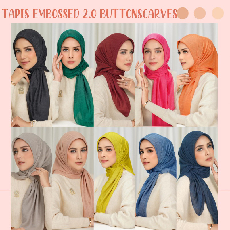 [READY STOCK] TAPIS VOAL SQUARE & EMBOSSED 2.0 BUTTONSCARVES EMBOSS EMBOS VANILLA RED BLACK NAVY COT