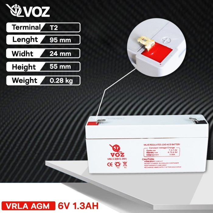 Voz Baterai VRLA 6V 1.3 Ah | Baterai Timbangan Digital