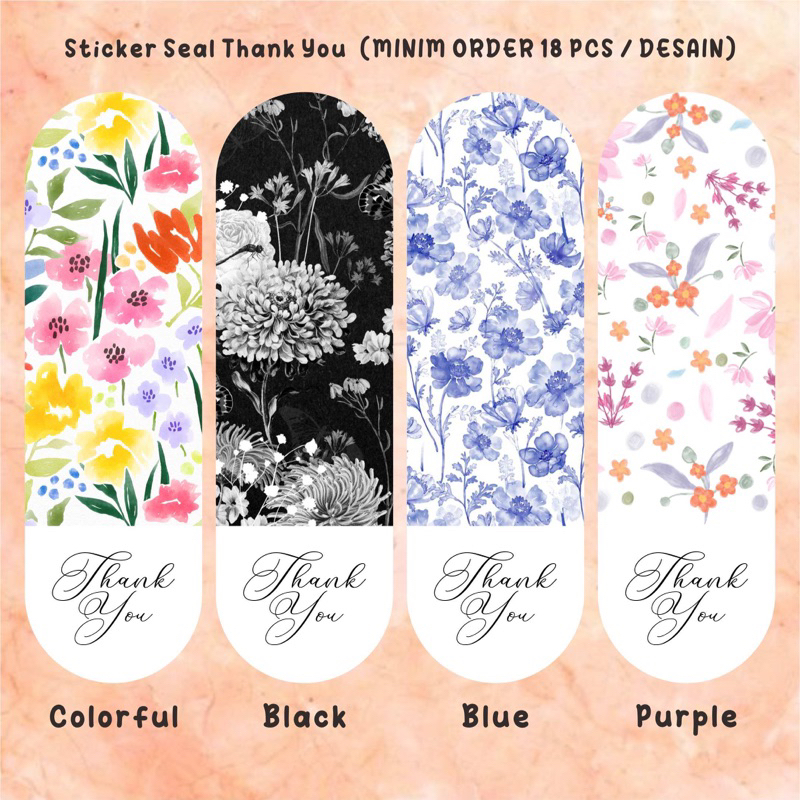 

STICKER SEGEL / SEAL PACKAGING THANKYOU THANK YOU FLORAL