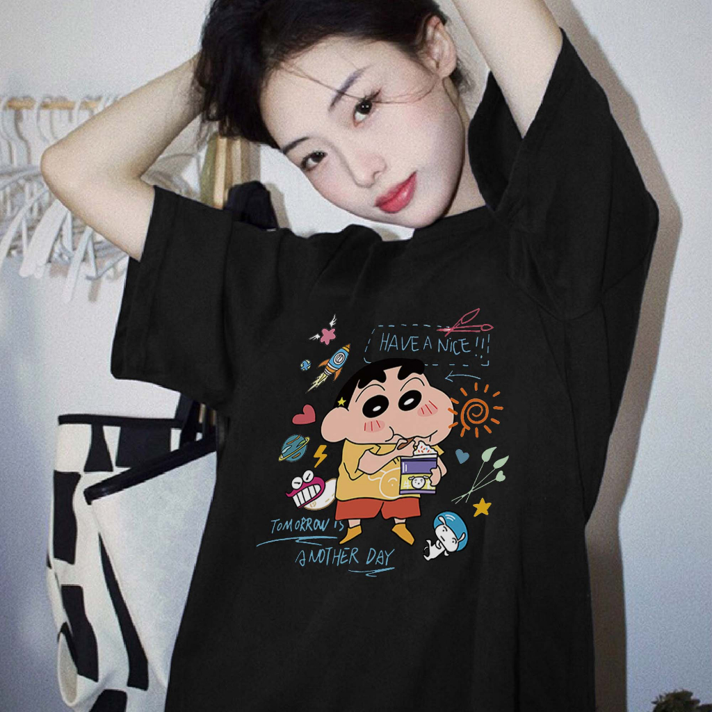 Kaos Couple Baju Wanita Atasan Wanita Oversize Kaos Putih Animation printing T-shirt Couple Korean Style/baju kaos