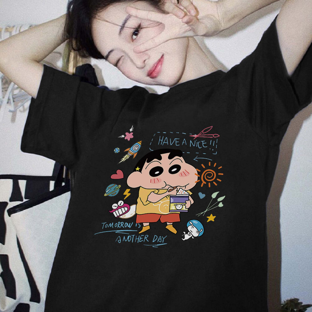 Kaos Couple Baju Wanita Atasan Wanita Oversize Kaos Putih Animation printing T-shirt Couple Korean Style/baju kaos