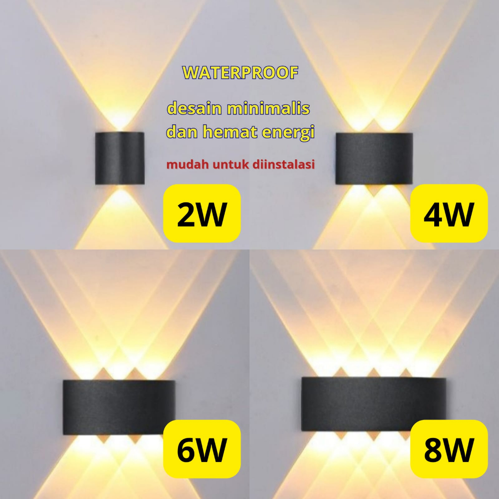 Lampu Dinding Taman Outdoor Water Proof Tahan Karat Warna Warm White 220V