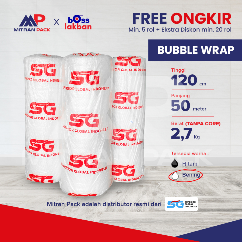 

Bubble Wrap SG Siap Sobek Bening Hitam 120 cm x 50 meter