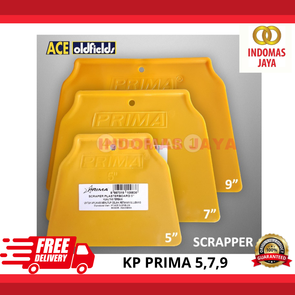 Kape / Kp Scrab Lebar Plastik Prima KAPE PLASTIK 5 7 9 INCH DEMPUL TEMBOK DENGAN KOMPON SCRAPPER PVC