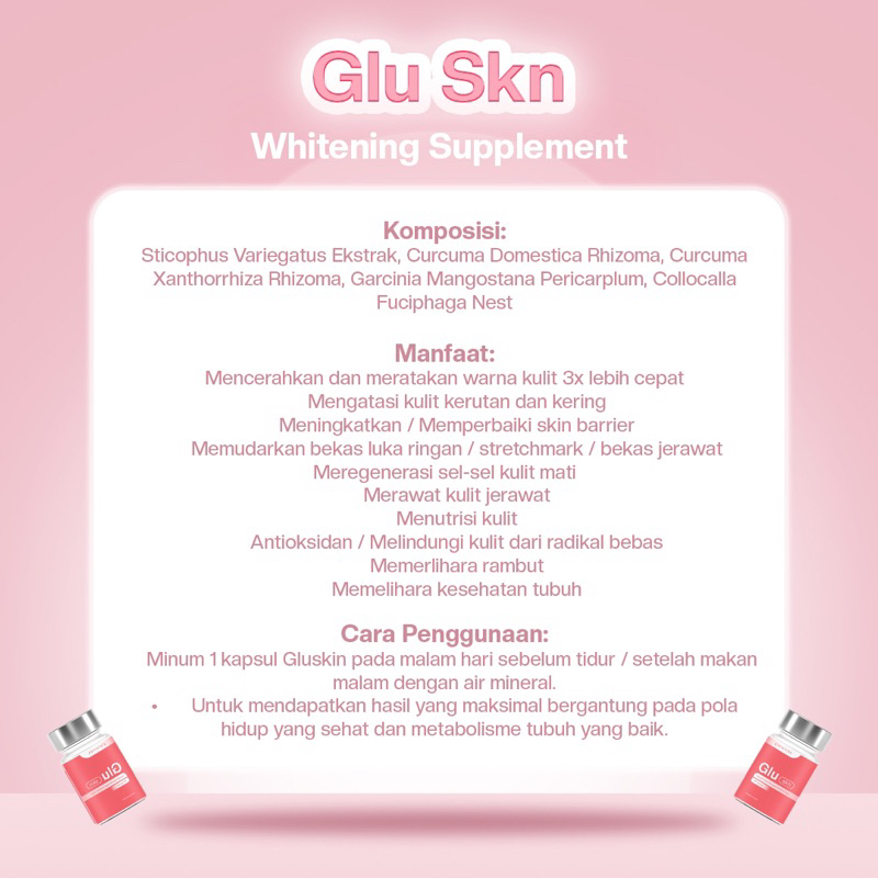 Glutaindo Gluskin - Suplemen Pemutih Kulit Seluruh Tubuh