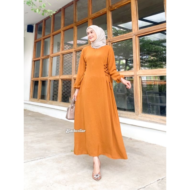 Gamis crinkle airflow polos drees muslim wanita  dewasa elegan simple busui terbaru