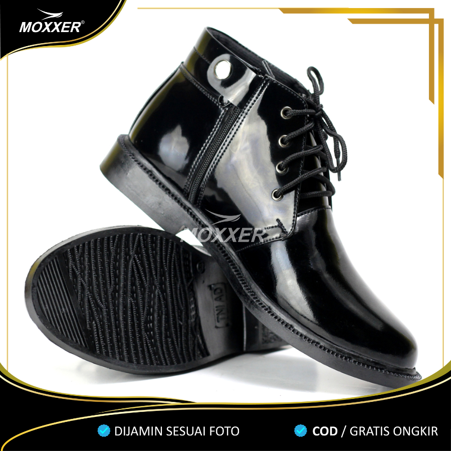 Sepatu PDH 03 TNI AD Dinas Polri Polisi Security Satpam Mengkilap Pria Sepatu Kerja Kantor Oxford Pantofel Glossy Tali Resliting