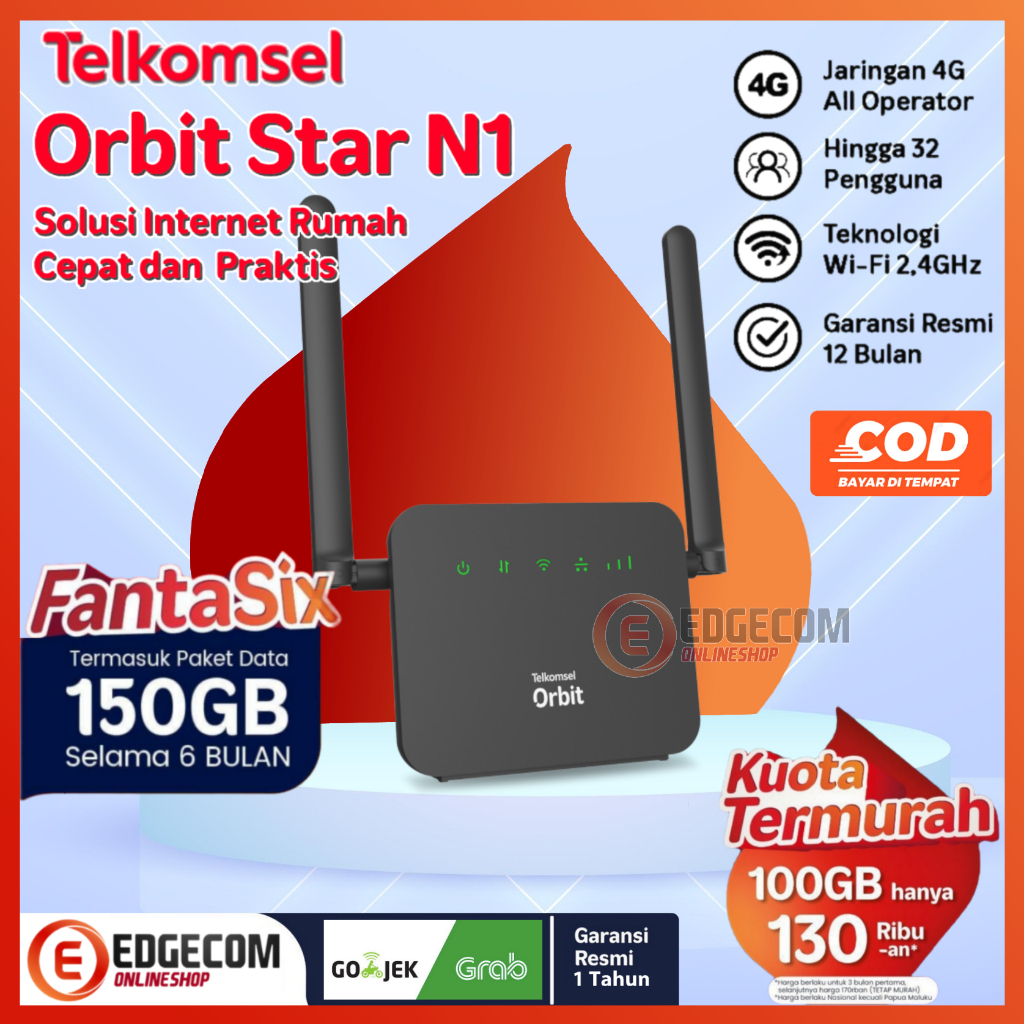 [PROMO] Telkomsel Modem Orbit Star N1 WiFi 4G Lte bnous Data 150GB Garansi Resmi