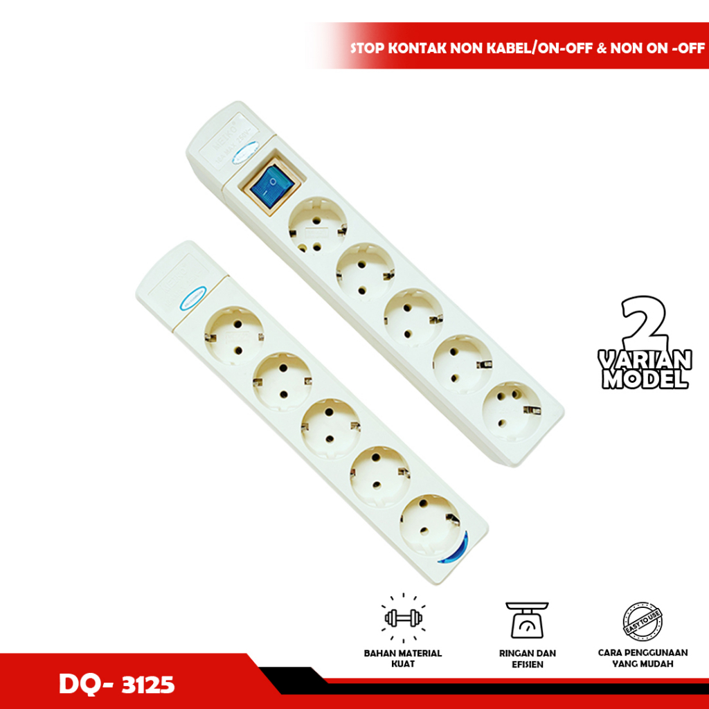Cuci Gudang Stop Kontak 5 Lubang  NON Kabel / Tanpa Kabel / Switch ON-OFF &amp; NON ON -OFF - YOYOSOO