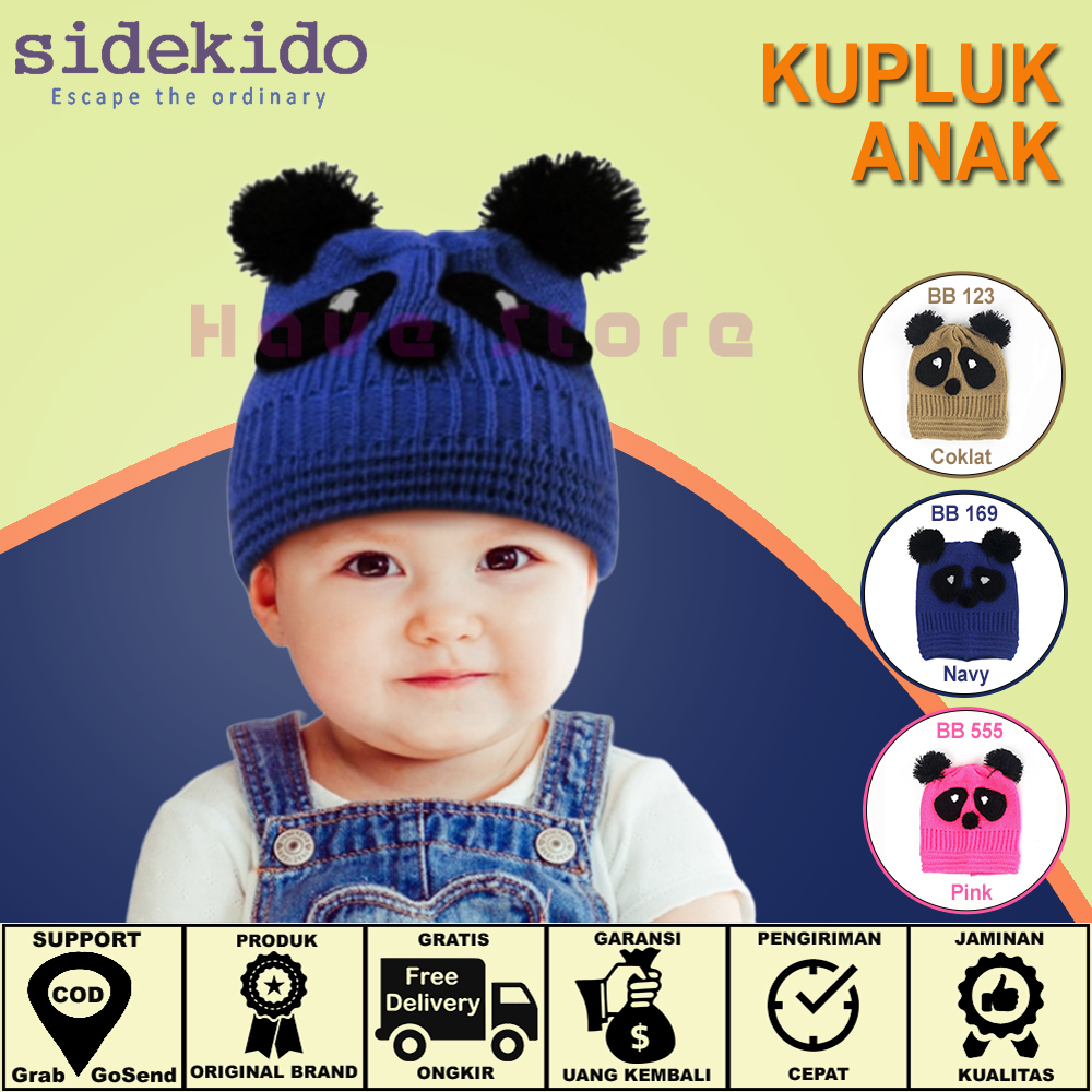 Topi Rajut Polos Pom Pom Anak Laki Perempuan Karakter Lucu / Topi Kupluk Polos Karakter Lucu Pom Pom