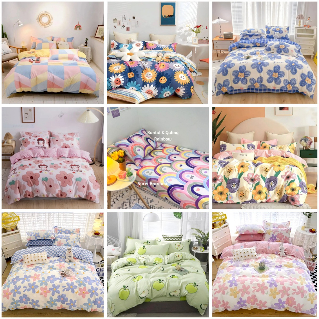 BEDCOVER SET | Bedcover set  Minimalise Termurah Motif Kotak | AESTHETIC KOREA Bedcover dan sprei se
