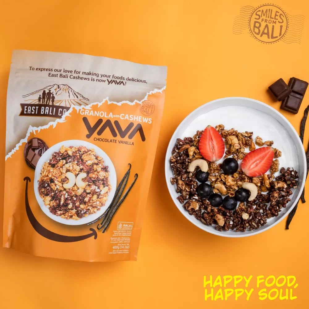 YAVA GRANOLA CASHEWS BITES SNACK CEMILAN SEHAT 400GR | KACANG METE MEDE