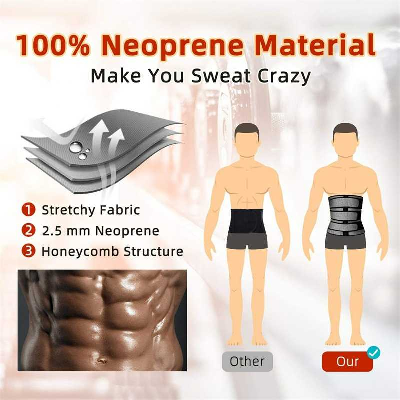 Korset Pembentuk Badan Pria Abdominal Waist Belt 3 Strip Korset Perlengkapan Olahraga Strap Kuat Berkualitas