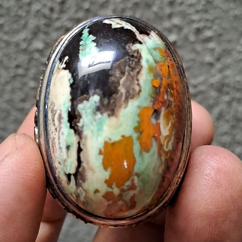 SPESIAL Cincin Batu Akik Garut Pancawarna EDONG multicolor Jumbo Mumbul