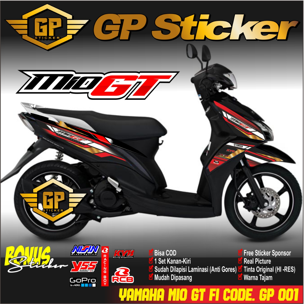 Sticker List Striping Mio GT Variasi /Stiker Striping Mio GT Variasi/Stiker Mio GT GP 001