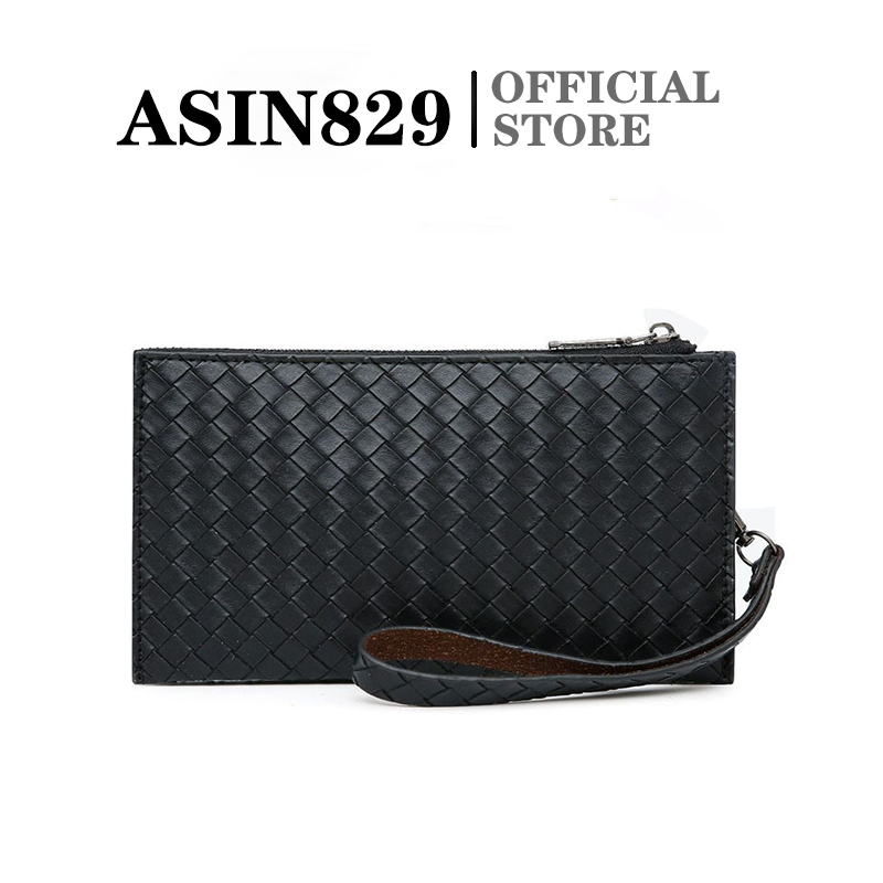 ASIN829 Dompet Panjang Pria Dompet Tenun Bertekstur Kulit Pria Ritsleting Gaya Kopling 1629 Dompet Fashion Dompet Bisnis Pria