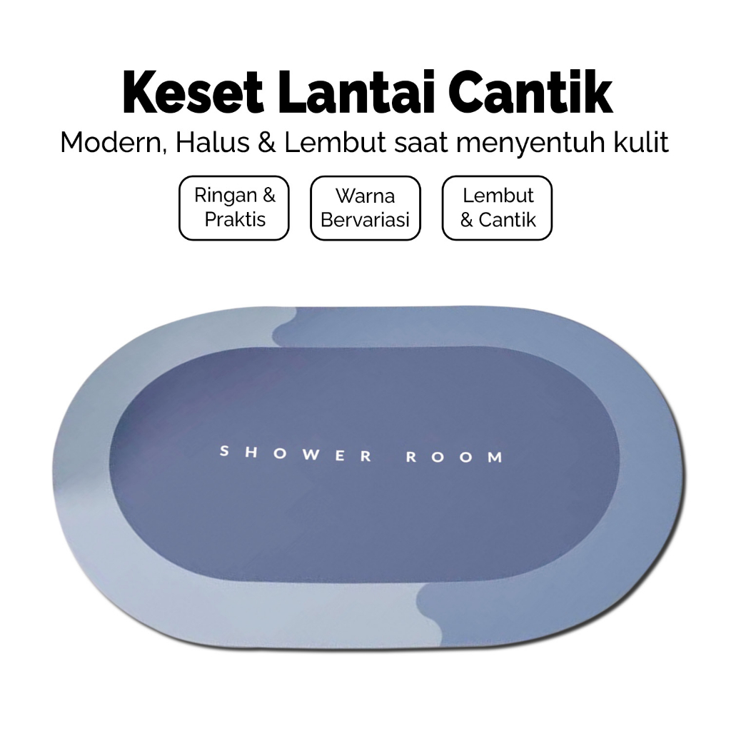 Keset Diatomite Anti Slip Keset Oval Keset Kamar Mandi Serap Air Keset Kaki Tebal 40x60cm Keset Lantai Keset Kamar Tidur Karakter - D2A1