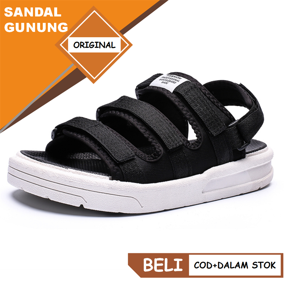 【COD &amp; Barang ready】Sendal Gunung pria Sandal｜Sepatu Sandal Wanita Unisex Tali Belakang Yang BiSa Dilepas｜Sandal Gunung Impor Japan korea Casual Style lebaran 2023｜Hitam / Putih,39-44