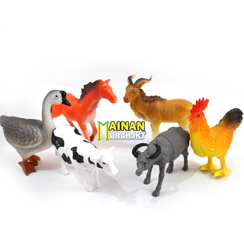 MAINANKEI MAINAN ANAK MURAH HEWAN KARET ANIMAL WORLD 17813 ISI 6 PCS ANIMAL WORLD KANTONG PREMIUM