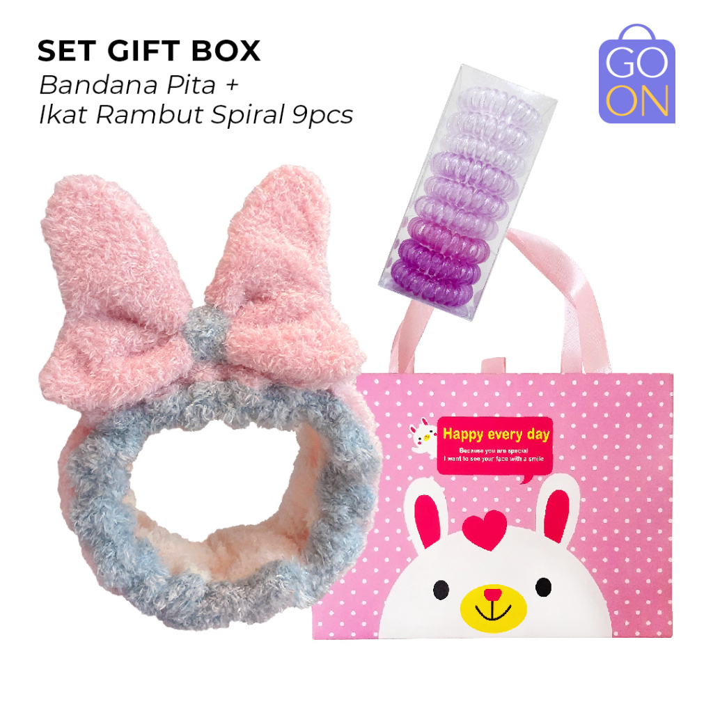 GIFTBOX Set Bandana + Ikat Rambut Spiral (9pcs) - Set Hadiah Aksesoris FashioN