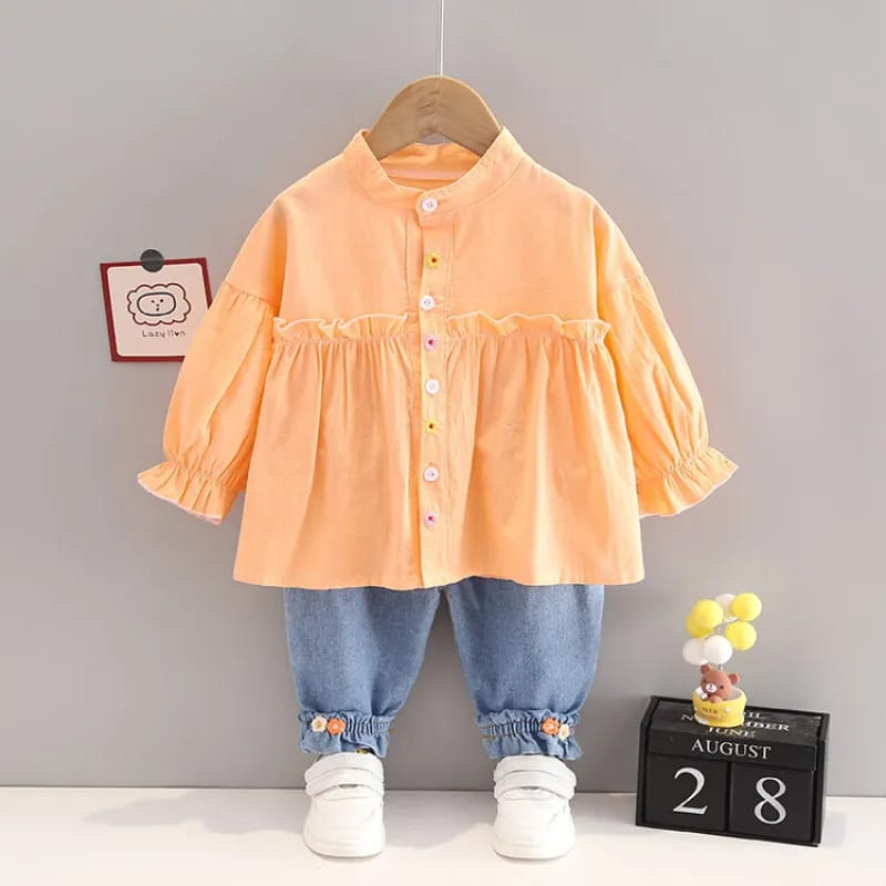 Setelan baju anak perempuan Flower usia 6 bulan - 5 tahun ala korea impor - babylovanta