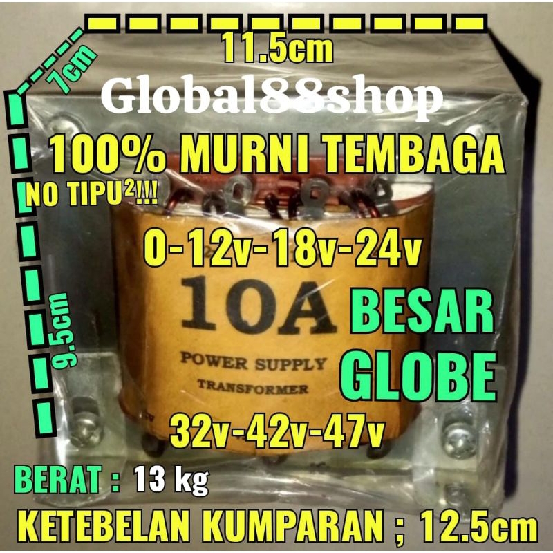 10A CT24v TRAVO TRAFO 10 ampere CT 12v 18v 24v MURNI TEMBAGA ORI TRANSFORMER
