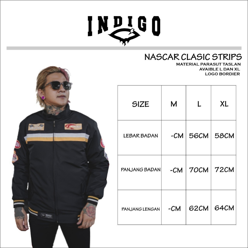 INDIGO JAKET NASCAR FULL BORDIR NEW MODEL INDIGO BRAND ORIGINAL JACKET RIDING SUNMORI RIDER BHAN PREMIUM