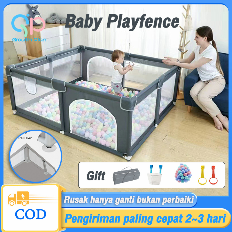 Baby Playpen Fence pagar bayi rangka baja tahan karat pagar mainan anak Safety Playpen Big Play Fence Bed Fence