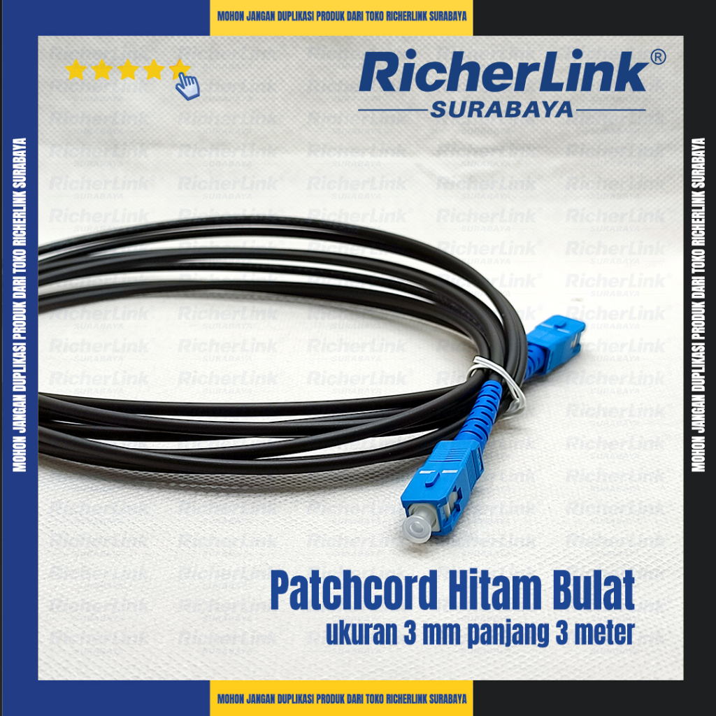 Patchcord Bulat SC-UPC 3 mm 3 Meter - Hitam Outdoor (Jolink)