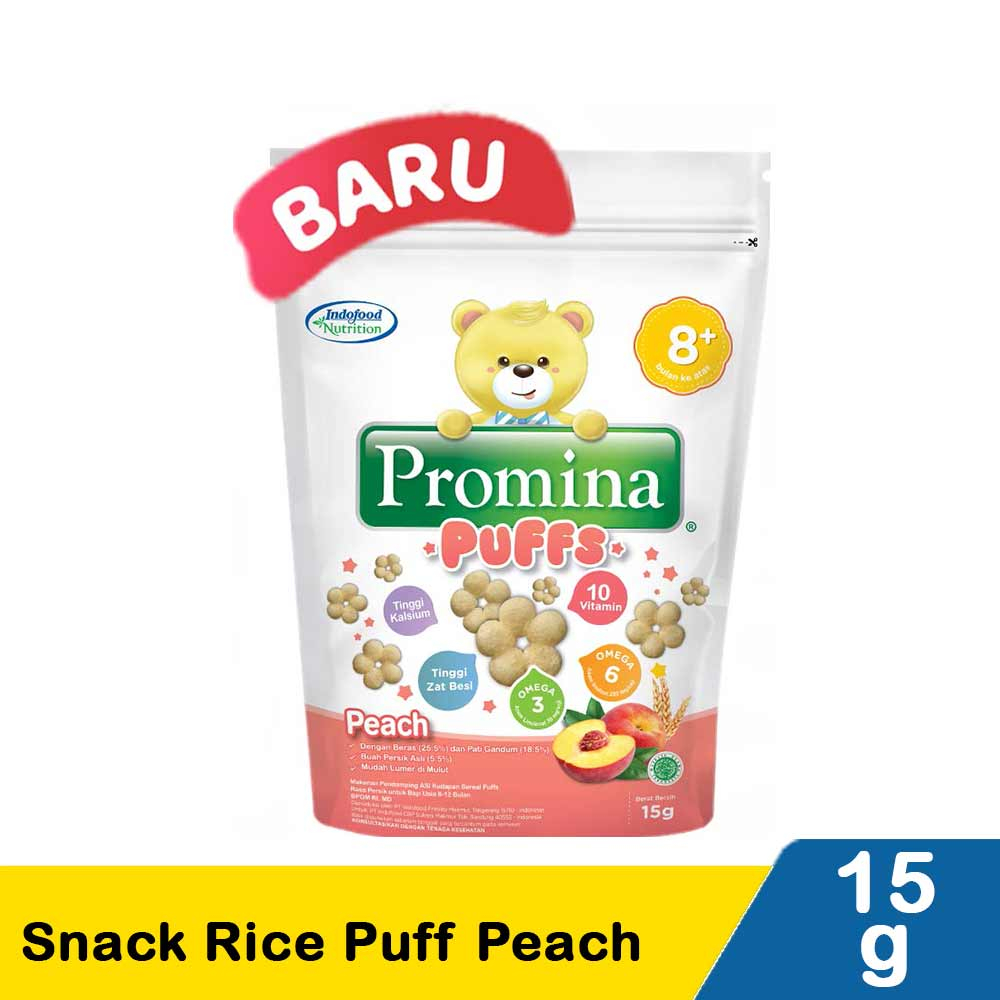 Promina Puffs Peach 15 g x 1 Pcs Snack MPASI Bayi 8 Bulan+