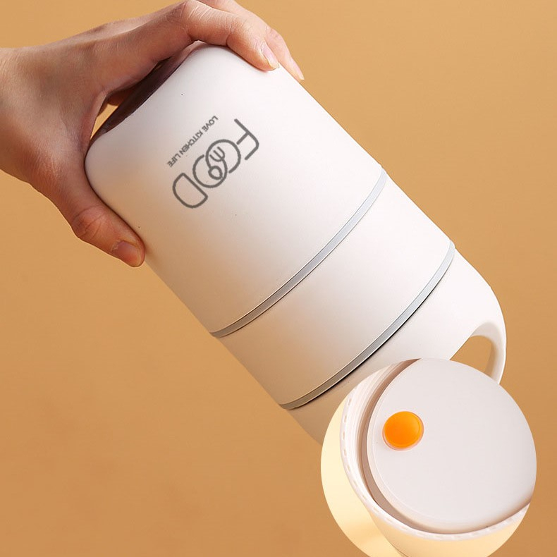 LOVE KITCHEN LIFE Kotak Makan Insulasi Anti Bocor Food Grade with Bag Double Layer - SUS304 - White