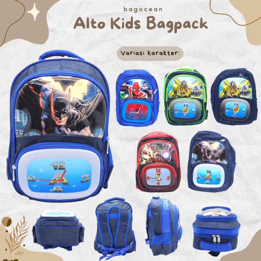 TAS ANAK SEKOLAH COWOK TIMBUL 14 INCHI MURAH BARU / RANSEL SEKOLAH ANAK LAKI&quot; TIMBUL EMBOSS IMPORT MOTIF JAM 3 RUANGAN MURAH 14 INCH / TAS SEKOLAH ANAK COWOK PAUD PG TK SD 14 INCH ALTO IMPORT / TAS ANAK COWOK ALTO IMPORT MOTIF SUPERHERO 14 INCH 3 RUANG