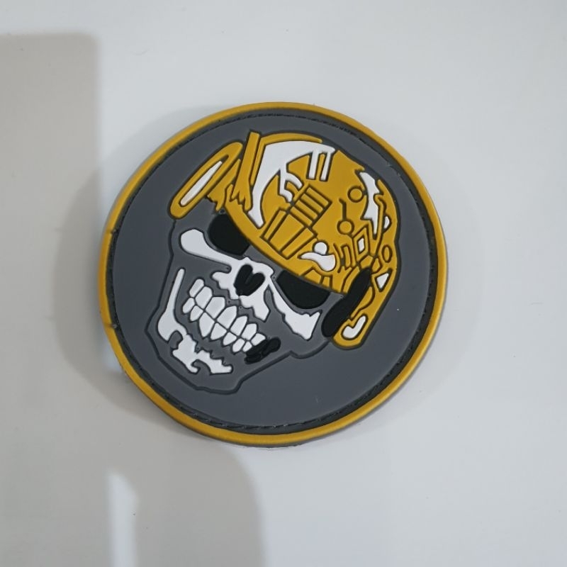 patch rubber logo tengkorak helmet tactical / tempelan emblem karet velcro