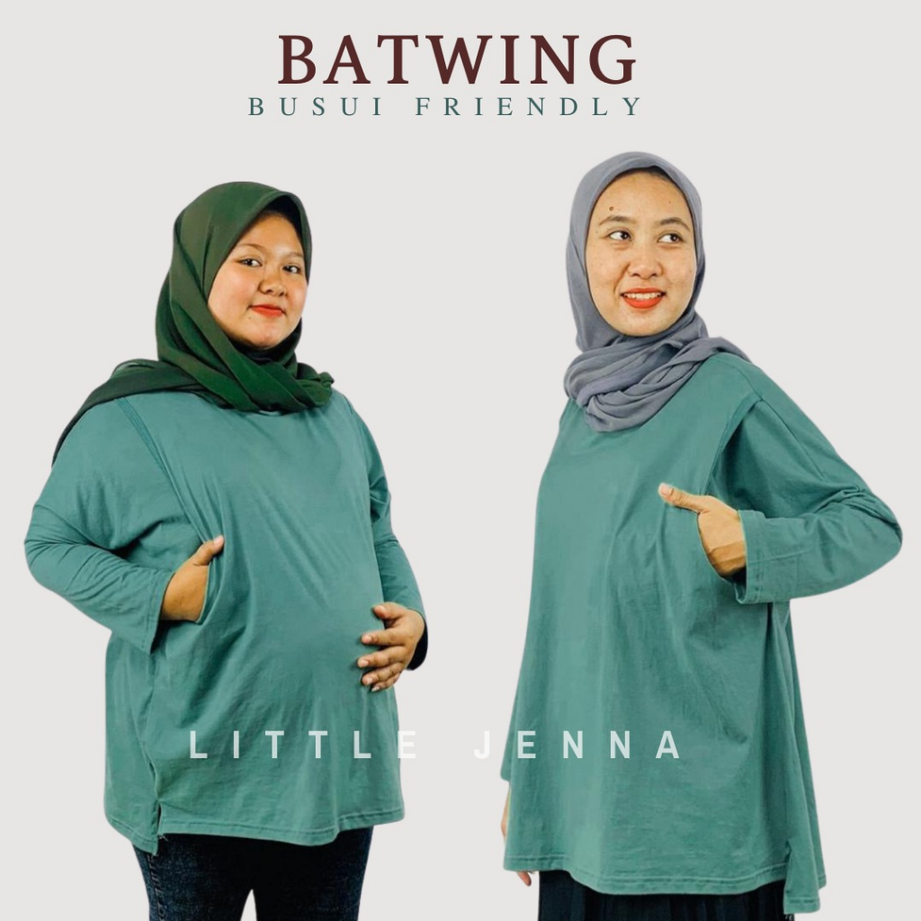 LITTLE JENNA - KAOS WANITA COTTON BATWING JUMBO OVERSIZE EARTH TONE SERIES BUSUI FRIENDLY