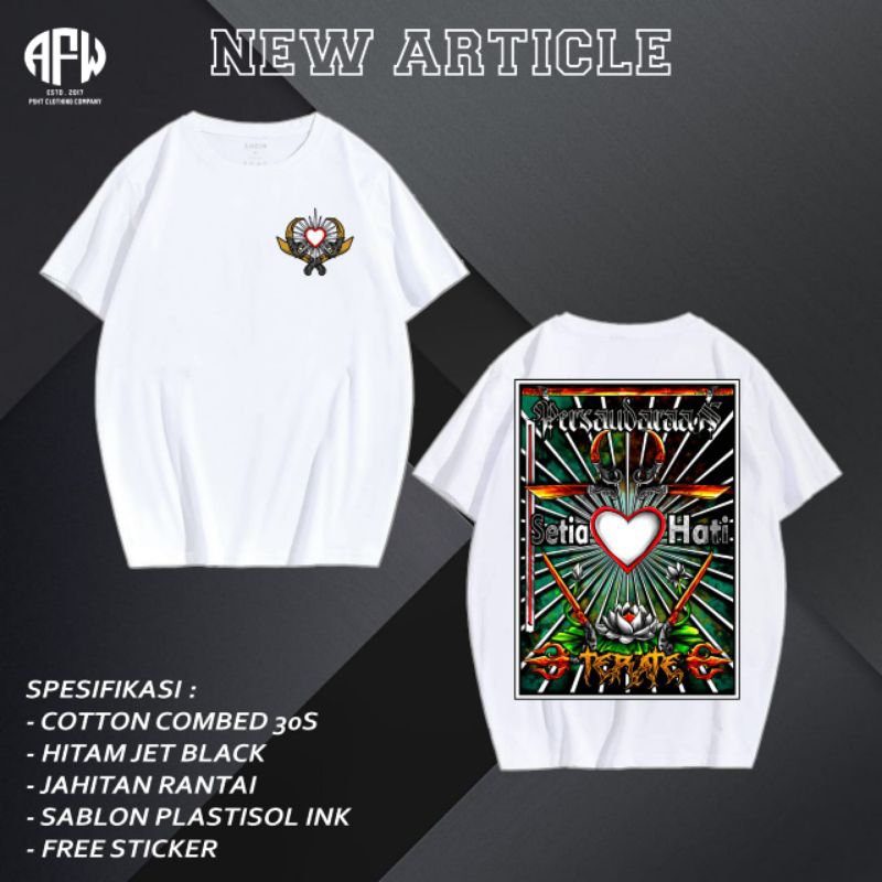 kaos PSHT putih logo sablon plastisol 3  dimensi-Baju Kaos Tshirt Pencak Silat PSHT TERATE warna PUT