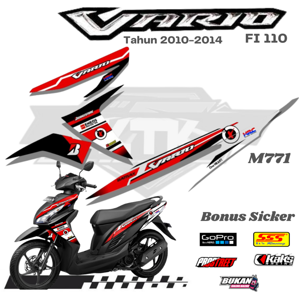 Lis Stiker Striping Honda Vario FI 110 M771 Tahun 2010 2011 2012 2013 2014 List Sticker Aksesoris Va