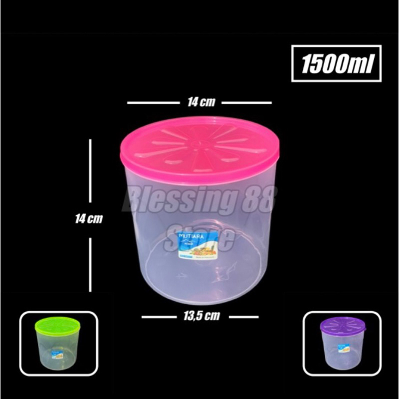 Toples 1,5kg Bulat KMP BPL0007 / Toples plastik / Sealware 1,5L KMP / Toples Makanan / Toples gula /