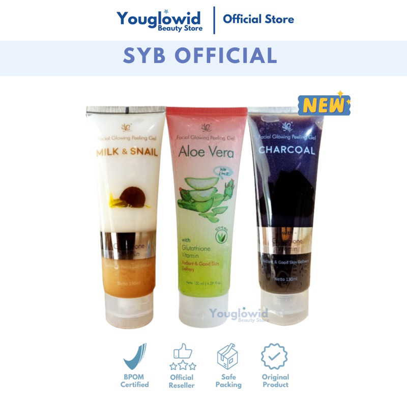 【Official Seller】SYB Facial Glowing Peeling Gel Aloevera Charcoal Milk and Snail | Exfoliating Gel