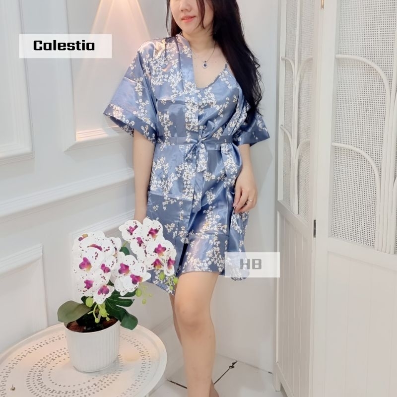 DASTER KIMONO SEXY 2IN1/ DRESS SATIN SATU TALI IMPORT PREMIUM