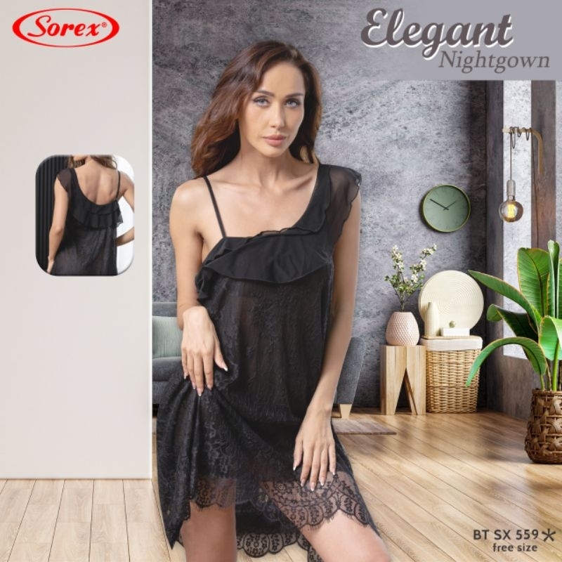 Sorex Lingerie BT SX 559/SX 560/SX 1502/SX 83053/SX 1367 Baju Tidur Sexy Semi Transparan Lace + Gstring