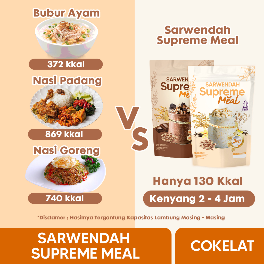 Promo 2 pcs Supreme Sarwendah Meal / Meal Oat Pengganti Sarapan BPOM