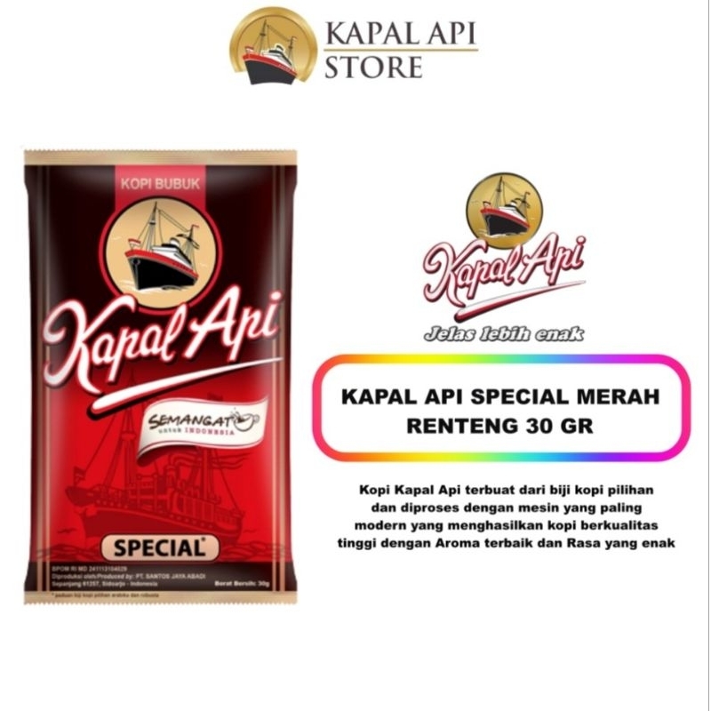 

Kopi Bubuk Kapal Api Special 10 x 30 Gram (Tanggung)