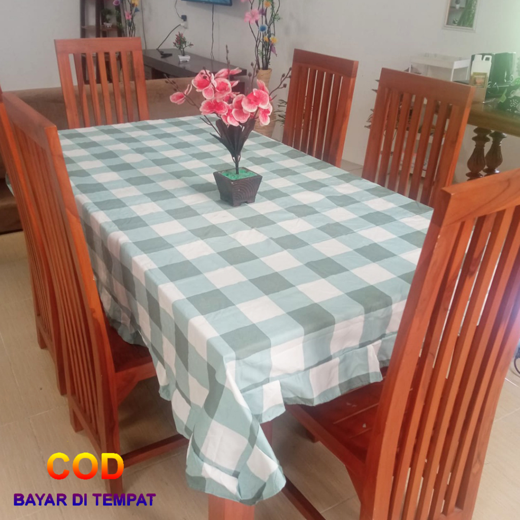 ✅COD Taplak Meja Makan 4-6 Kursi 140x200 Kain Katun Model Rumbai Aneka Motif Perlengkapan Dekorasi Kitchen Set Dapur Rumah Tangga