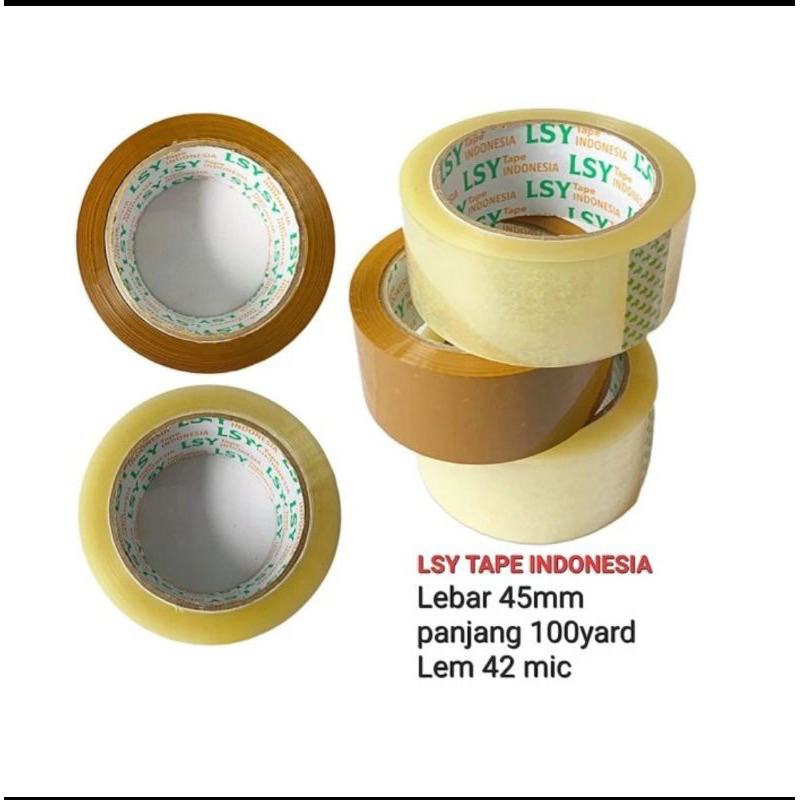 Lakban Bening-Coklat Berkualitas LSY Tape 45 mm x 100 Yard (CHO)