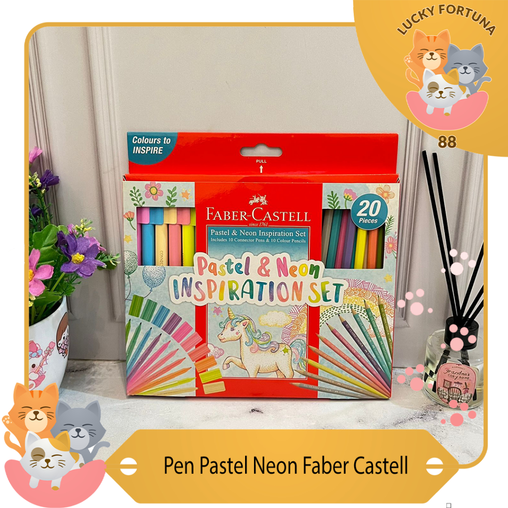 Pulpen Pastel Neon Faber Castell 1 Pack isi 20 Pcs Pulpen Warna Pastel Neon Faber Castell Faber Cast