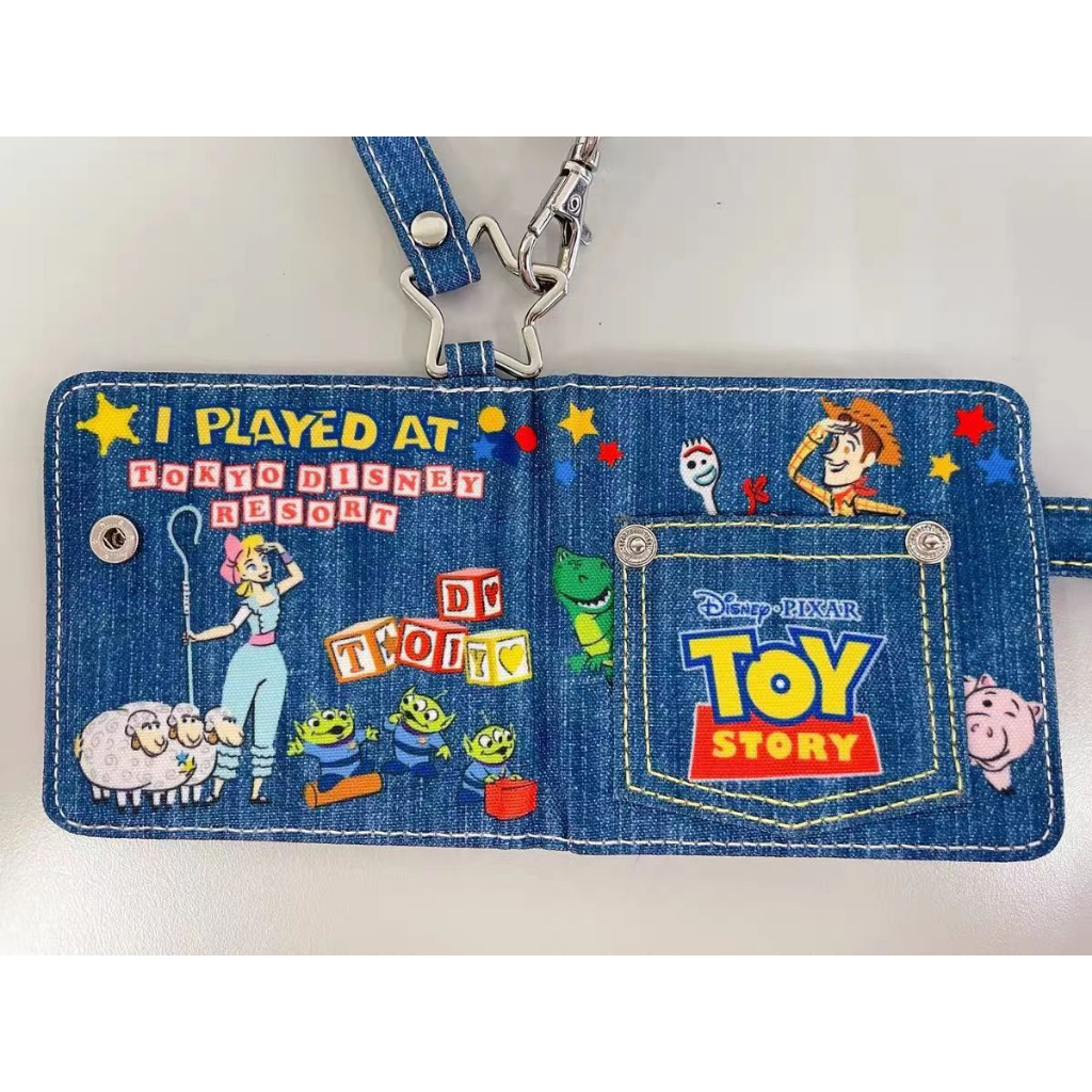 Sera Toy Story Denim Bordir Flip Penutup Tas Kartu Gaya Retro Amerika Sweet Spice Girls y2k Dompet Kartu Pemegang