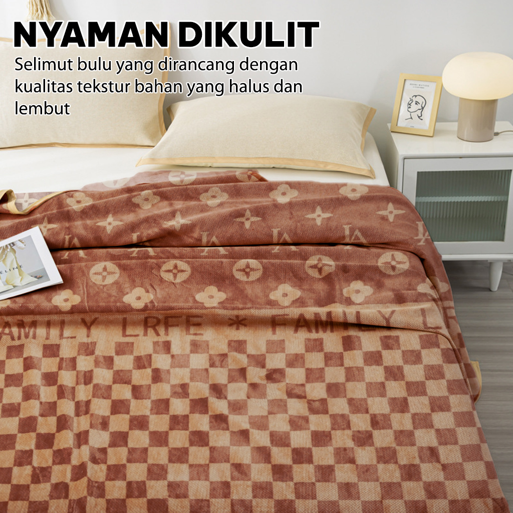 COD LuxuryParty MT-4A  Selimut Bulu Dewasa 180cm X 200cm / Selimut Bulu Ukuran KING super Tebal Pinggiran Full List Berkualitas